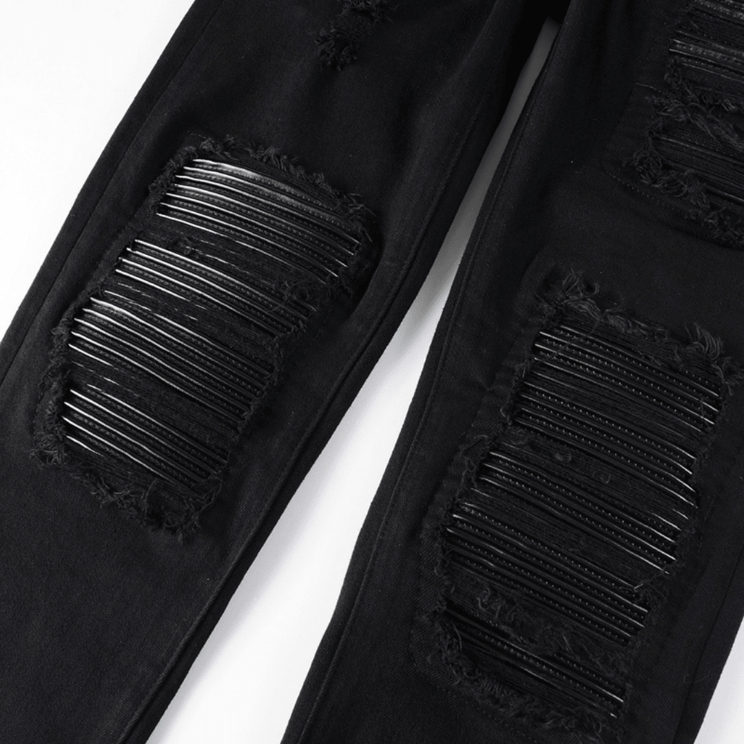 Amr Black Patch Ripped Jeans - BabyLuxee.de