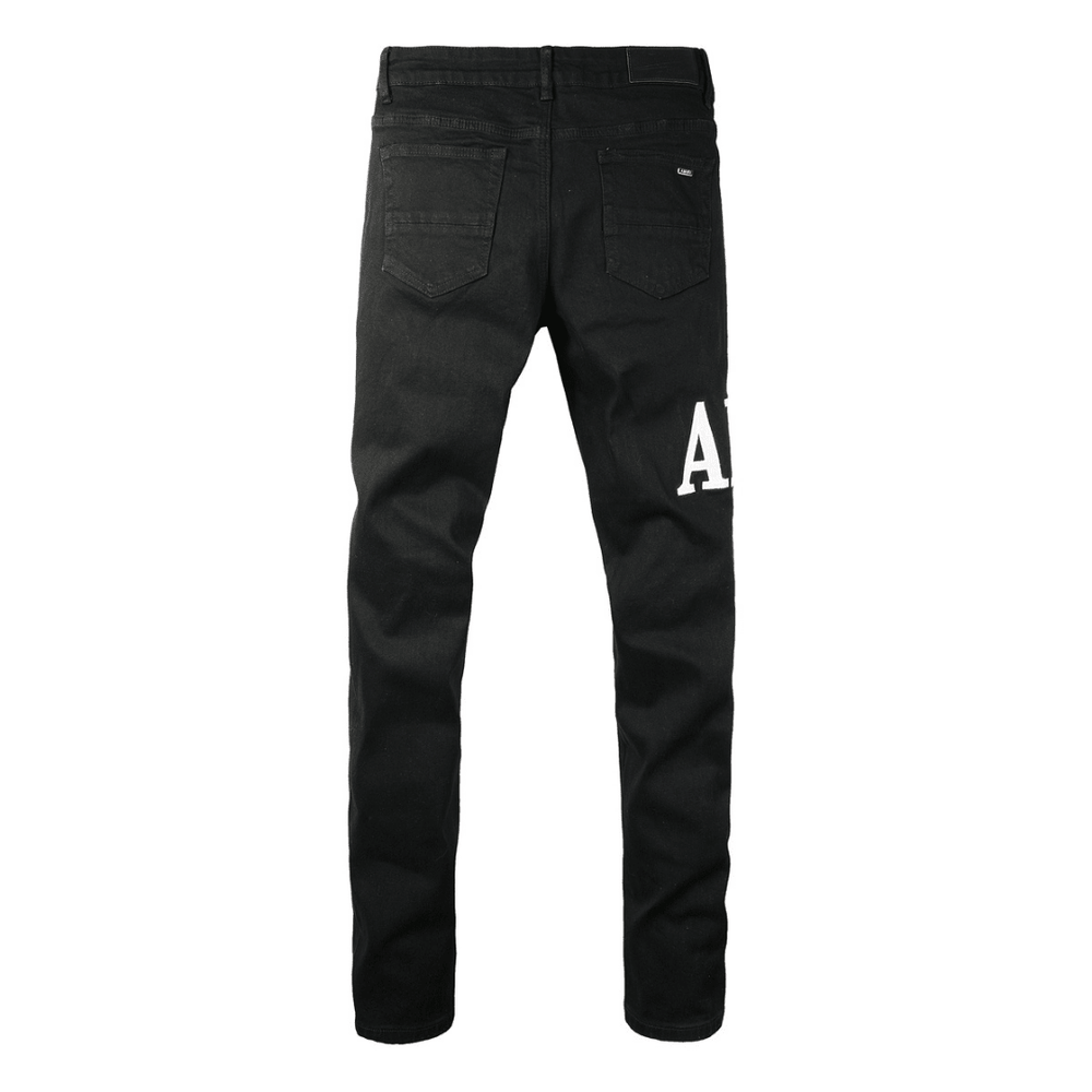 Amr Ripped White Logo Jeans - Nov - ell - fas - ion