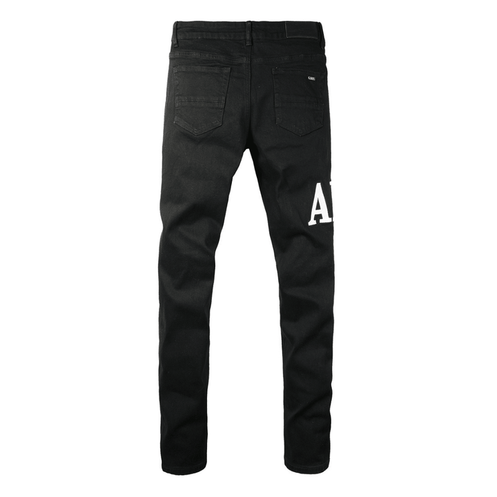 Amr Ripped White Logo Jeans - Nov - ell - fas - ion