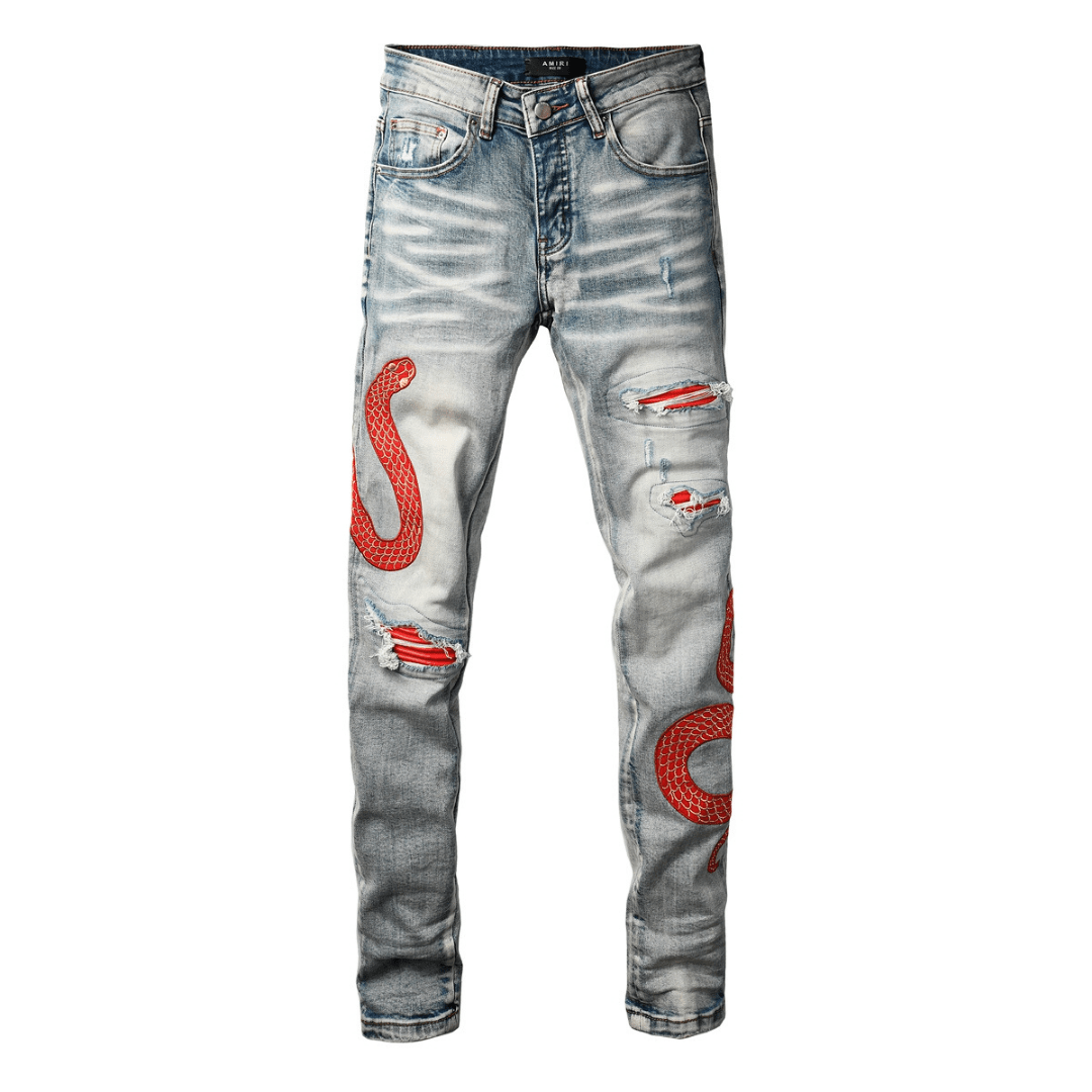 Amr Red Snake Jeans - Nov - ell - fas - ion