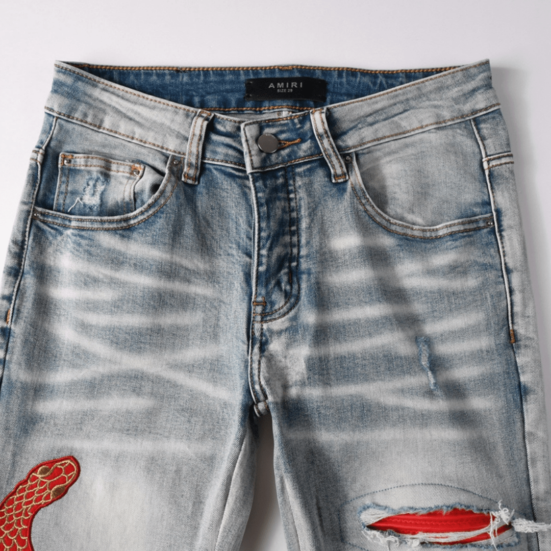 Amr Red Snake Jeans - Nov - ell - fas - ion