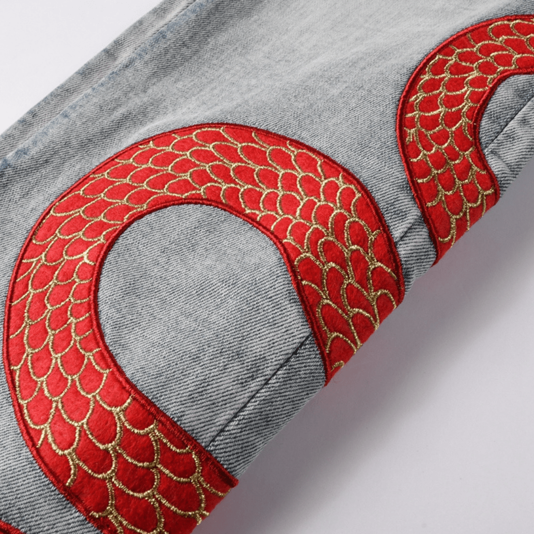 Amr Red Snake Jeans - Nov - ell - fas - ion