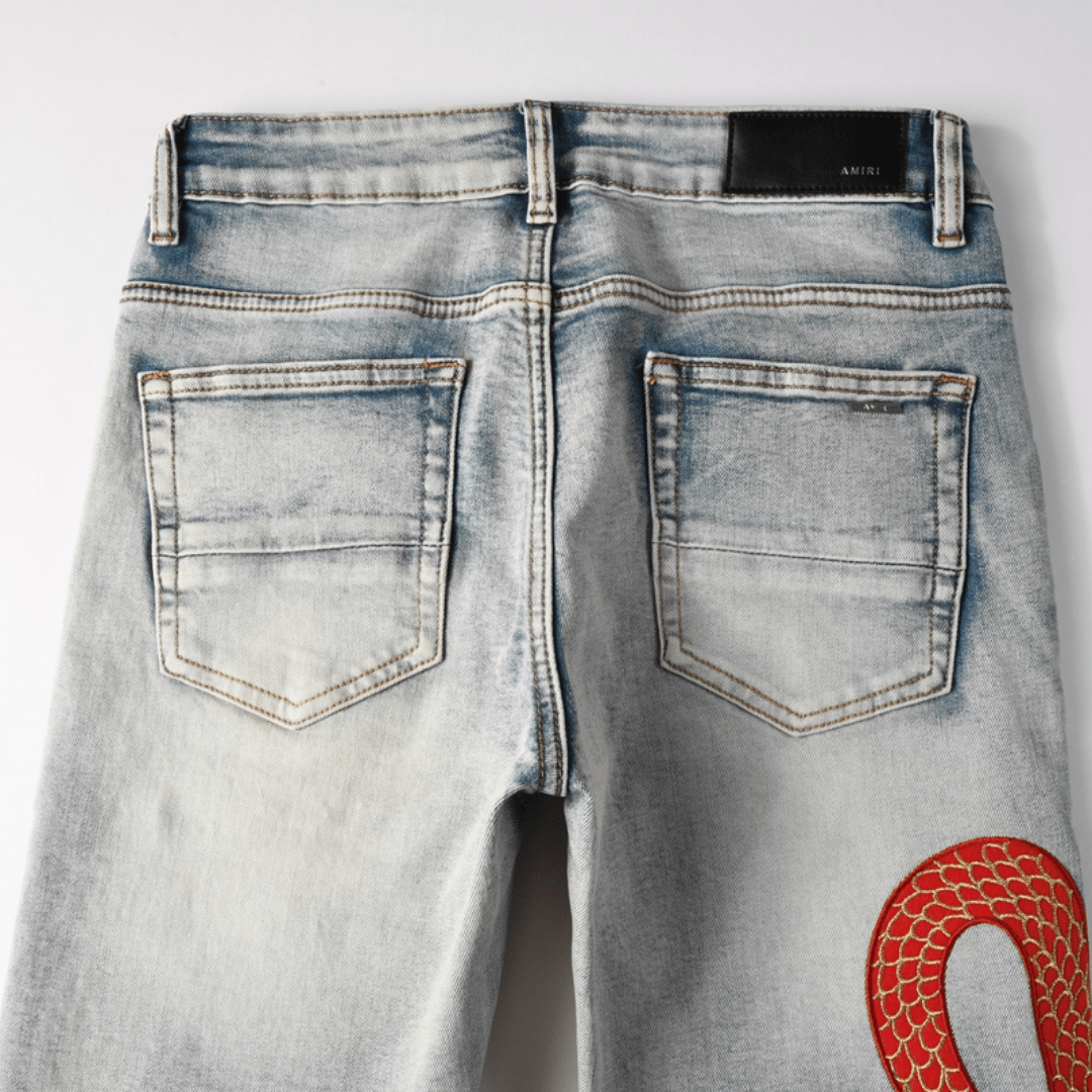 Amr Red Snake Jeans - Nov - ell - fas - ion