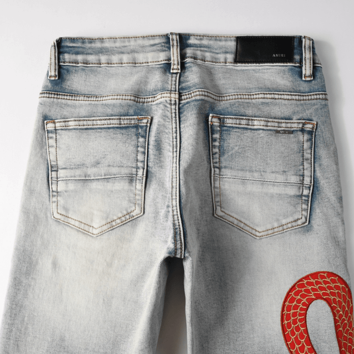 Amr Red Snake Jeans - Nov - ell - fas - ion