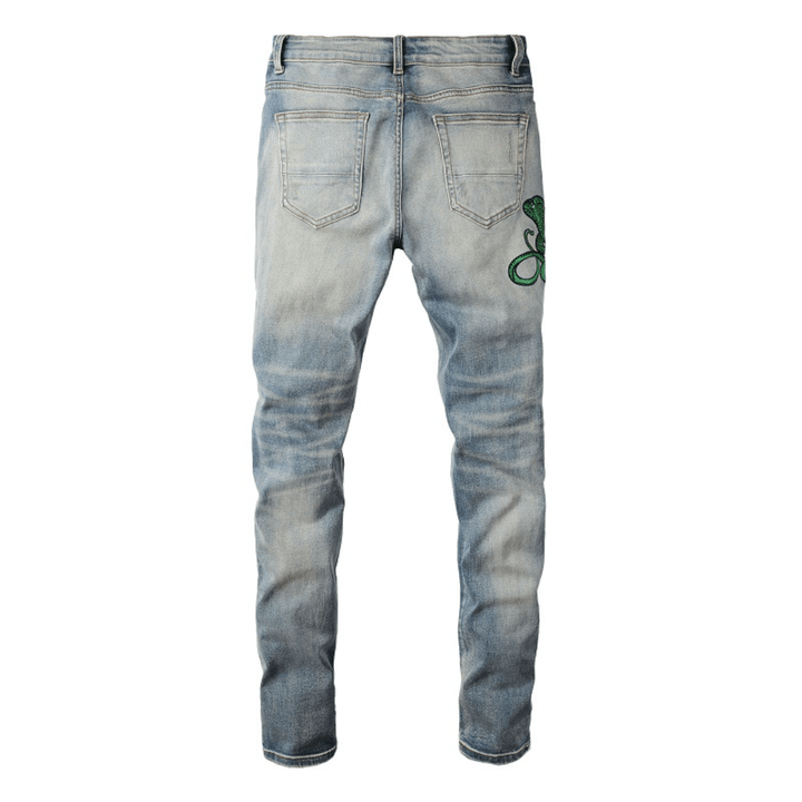 Amr Snake Blue Jeans - Nov - ell - fas - ion