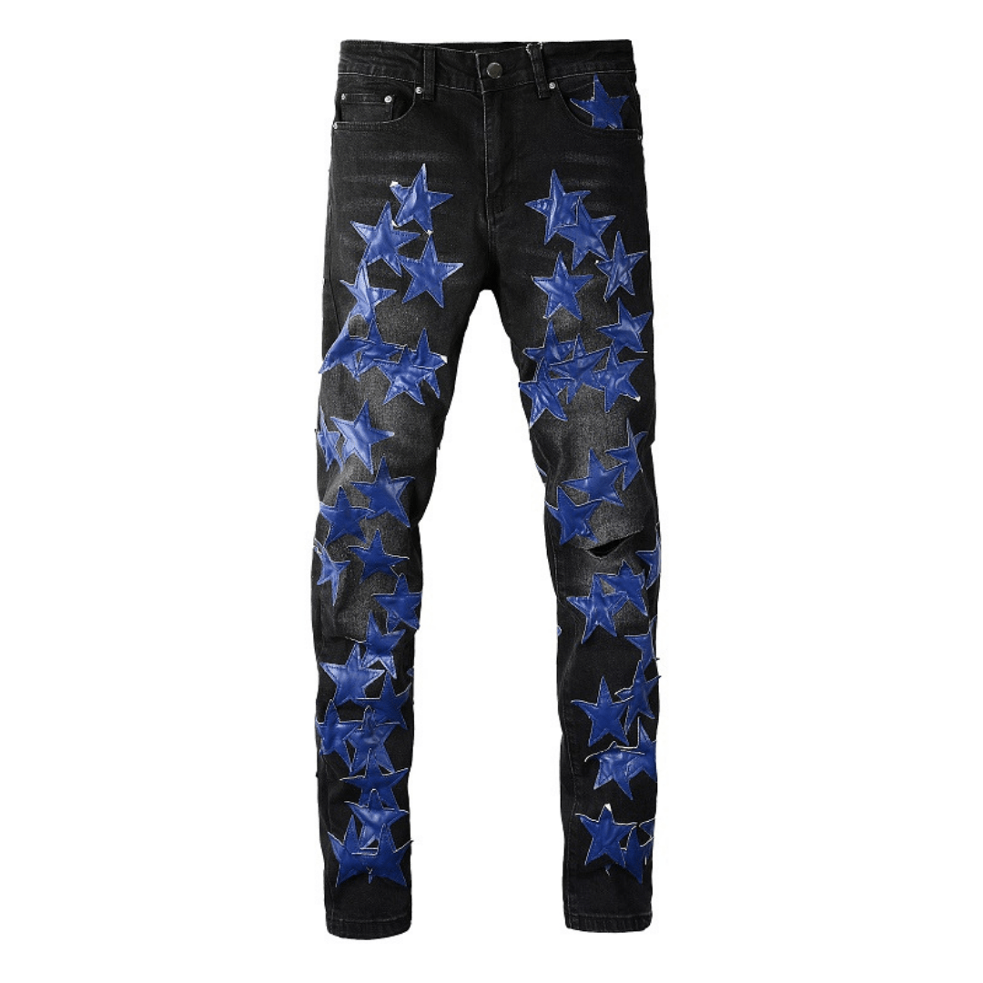 Amr Navy Blue Star Patch Jeans - BabyLuxee.de