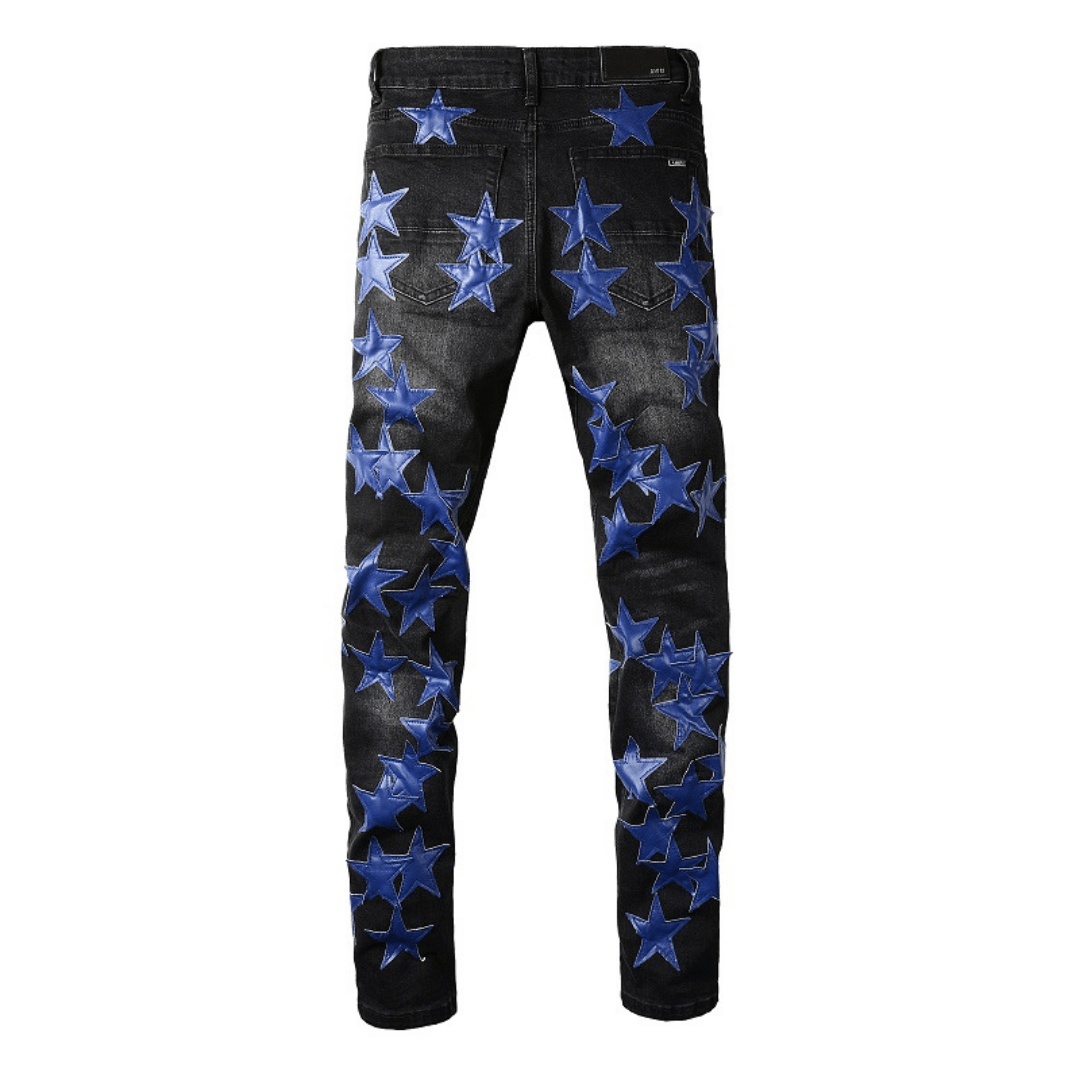 Amr Navy Blue Star Patch Jeans - BabyLuxee.de