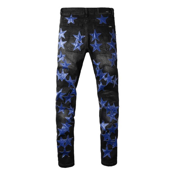 Amr Navy Blue Star Patch Jeans - BabyLuxee.de