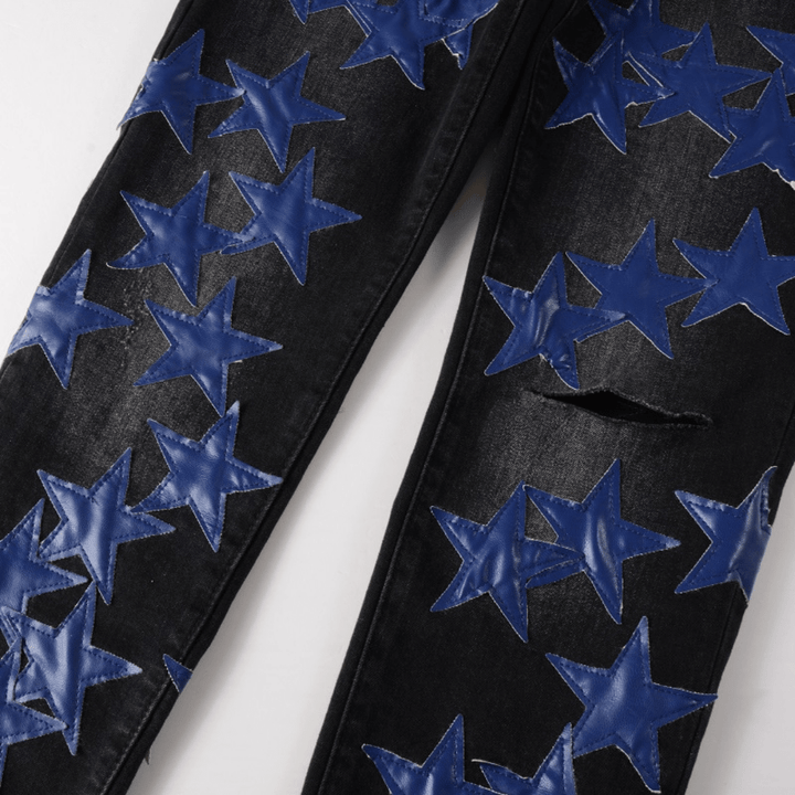 Amr Navy Blue Star Patch Jeans - BabyLuxee.de