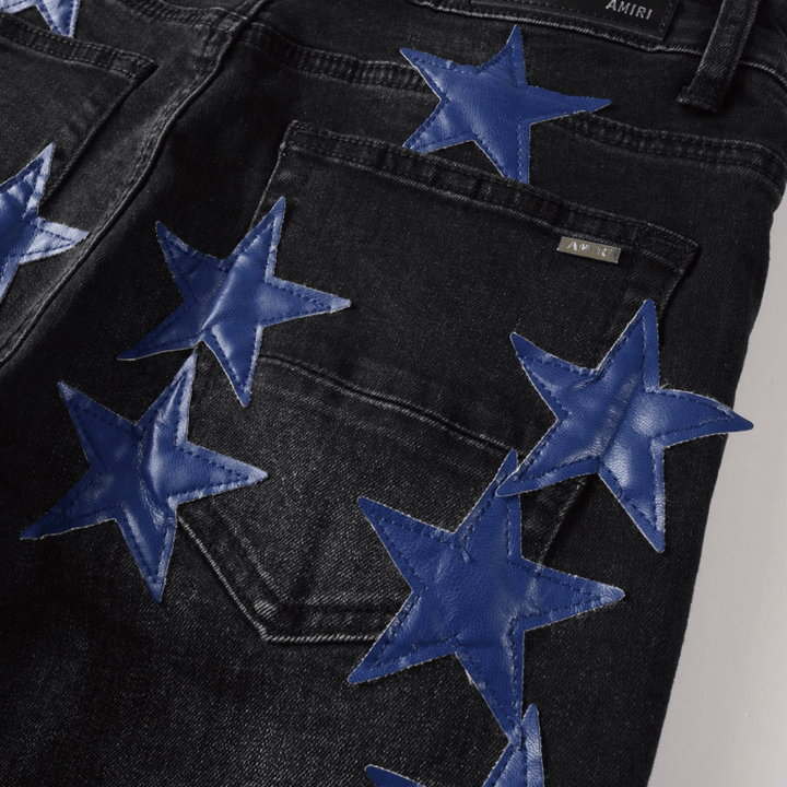 Amr Navy Blue Star Patch Jeans - BabyLuxee.de
