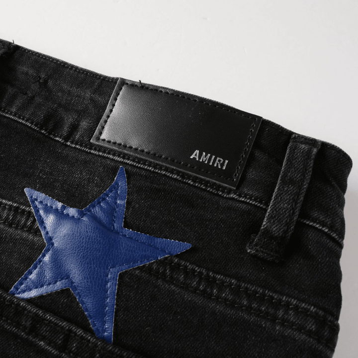 Amr Navy Blue Star Patch Jeans - BabyLuxee.de