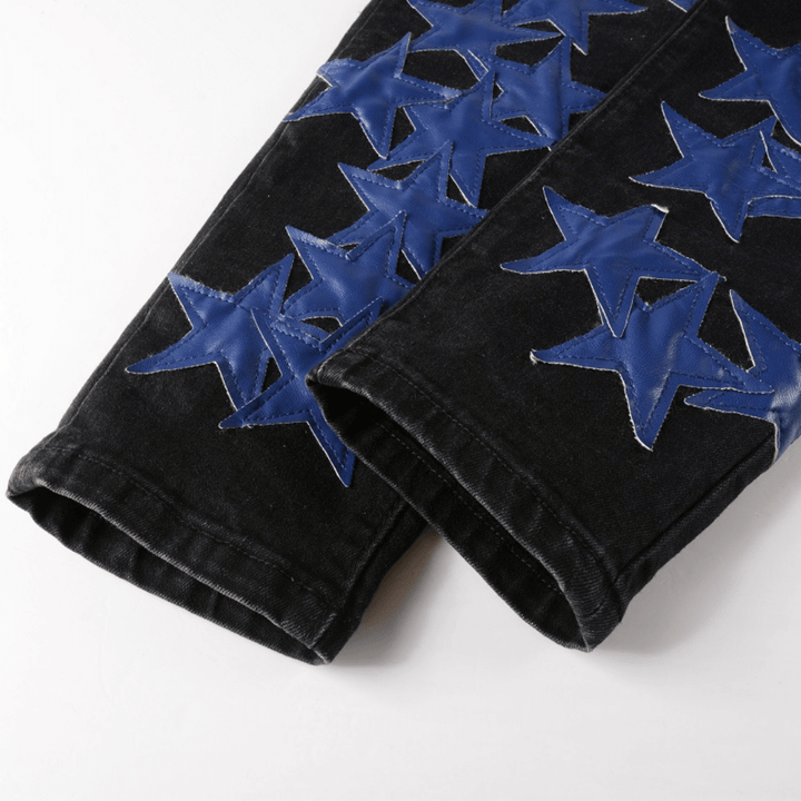 Amr Navy Blue Star Patch Jeans - BabyLuxee.de