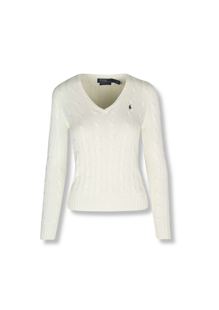 Zopfmusterpullover mit V-Ausschnitt