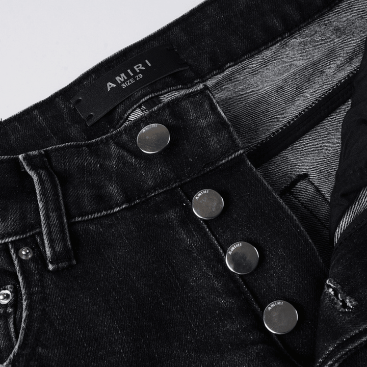 Amr Staggered Black Jeans - Nov - ell - fas - ion