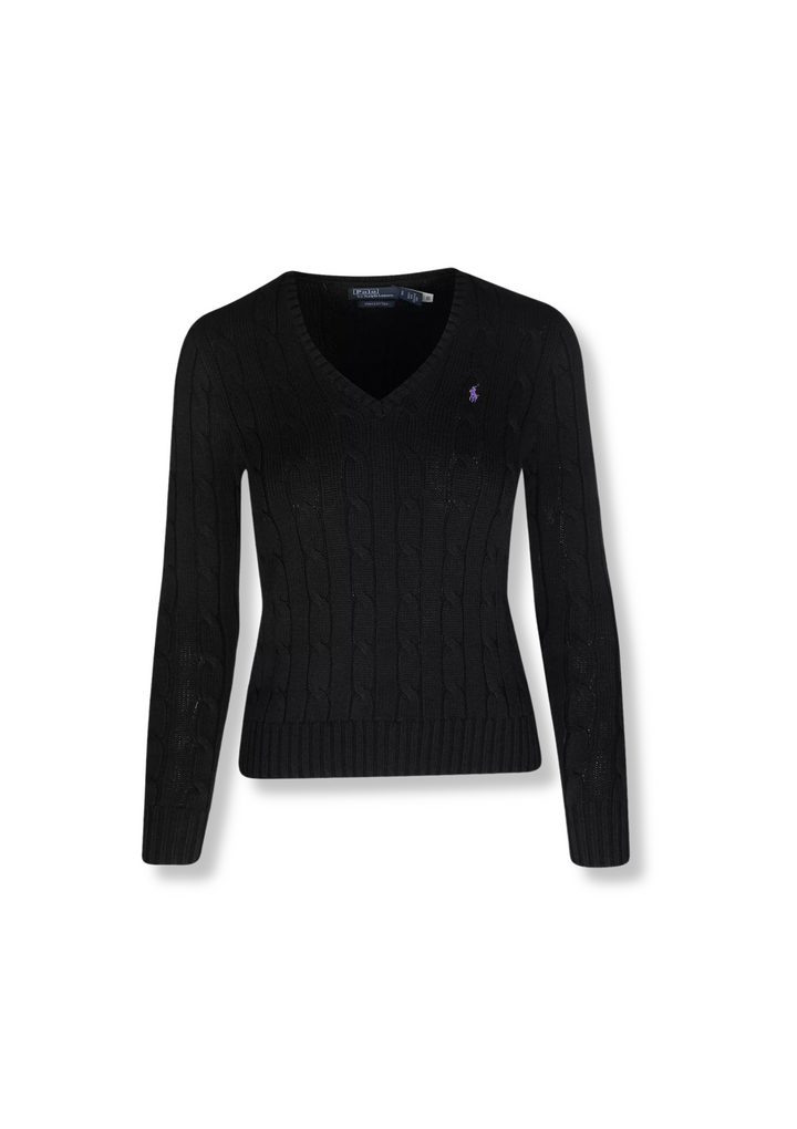 Zopfmusterpullover mit V-Ausschnitt