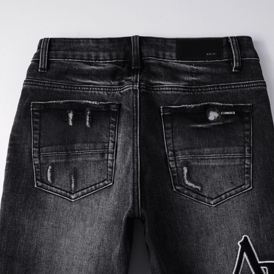 Amr Staggered Black Jeans - Nov - ell - fas - ion
