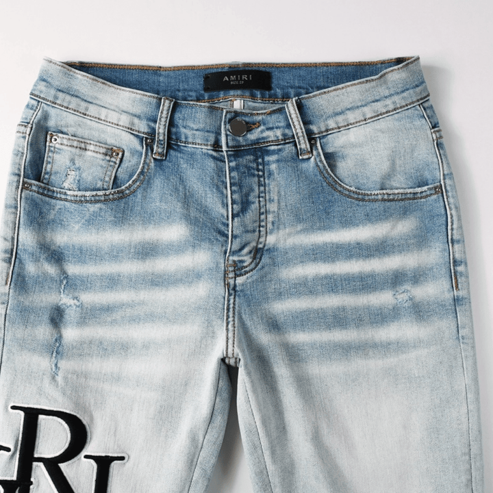 Amr Staggered Gradient Blue Jeans - Nov - ell - fas - ion