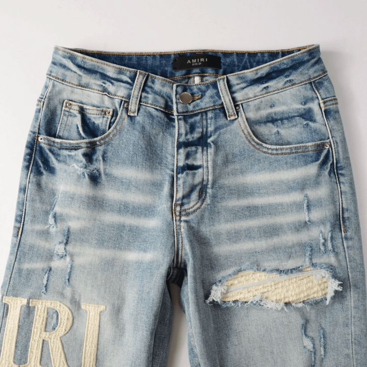 Amr White Patch Jeans - BabyLuxee.de