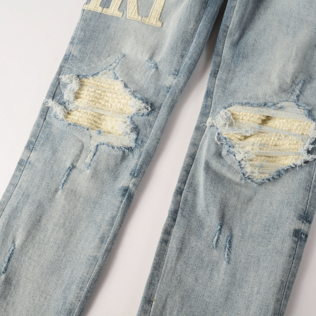 Amr White Patch Jeans - BabyLuxee.de