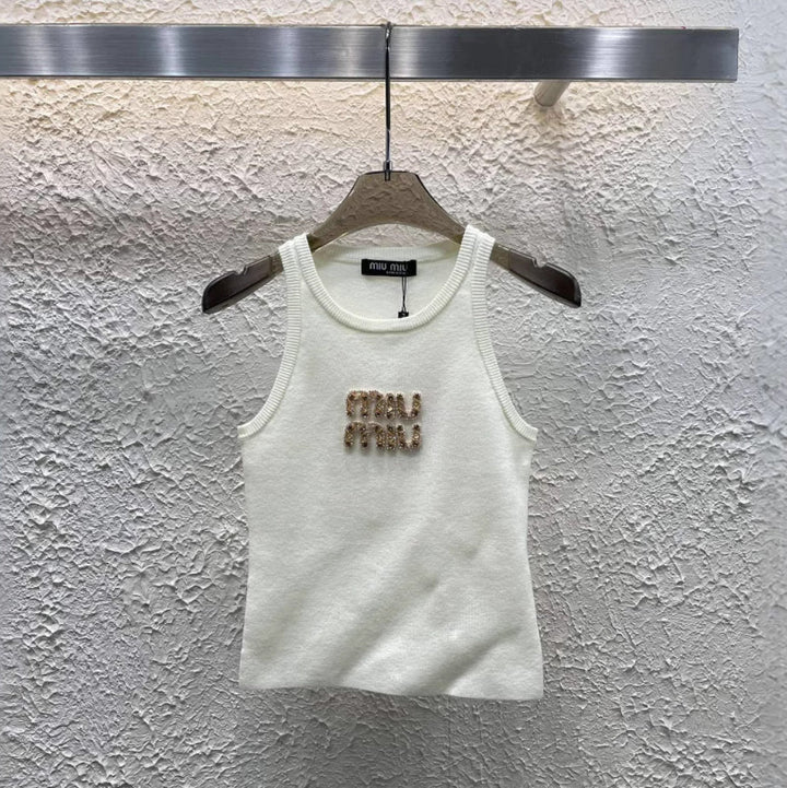 Miu Miu golden letters tank top