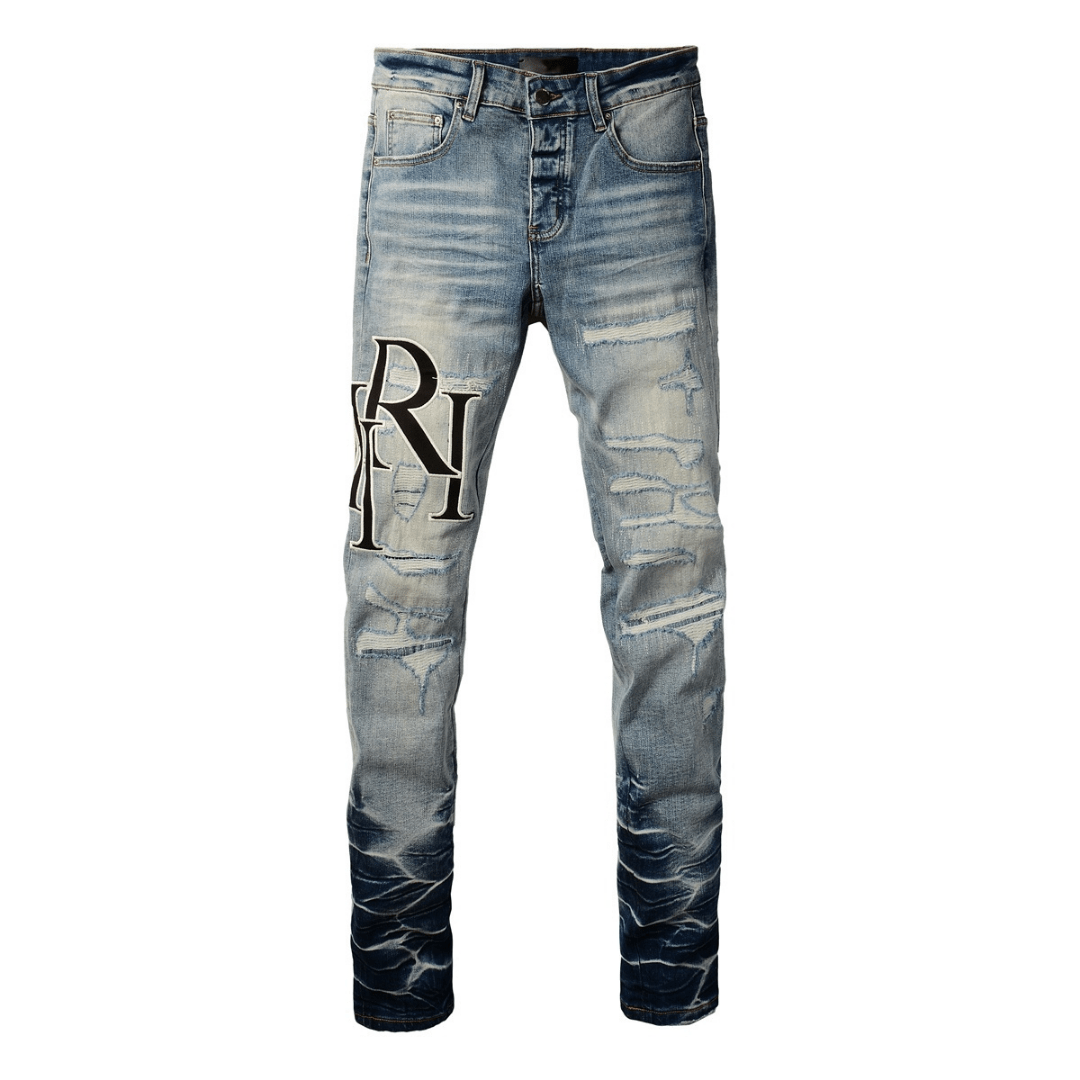 Amr Staggered Blue Jeans - Nov - ell - fas - ion
