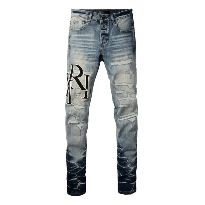 Amr Staggered Blue Jeans - Nov - ell - fas - ion