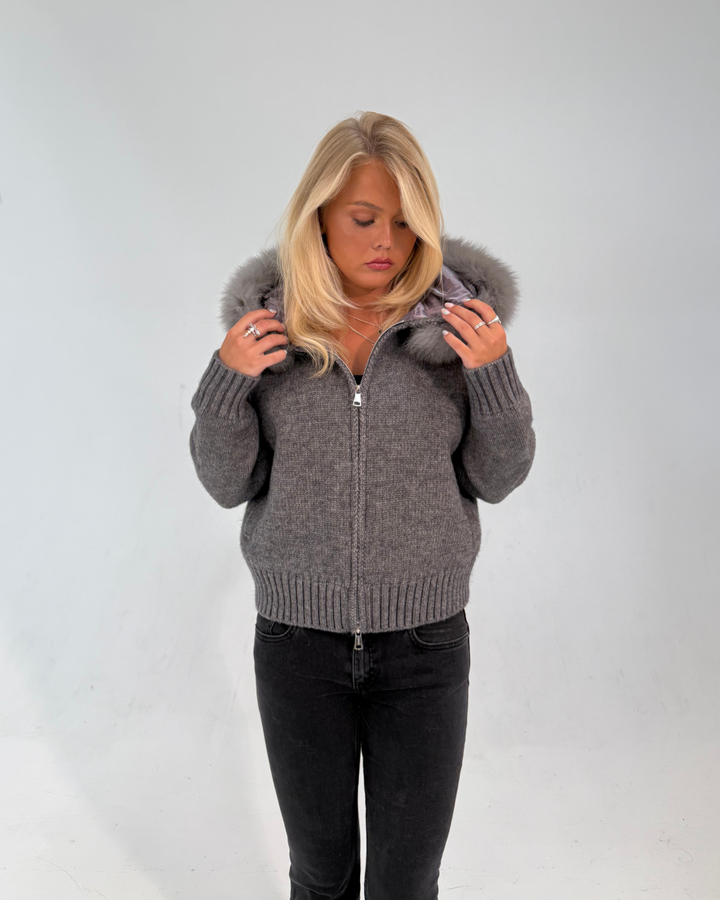 Fur Jacket Satin - Gray