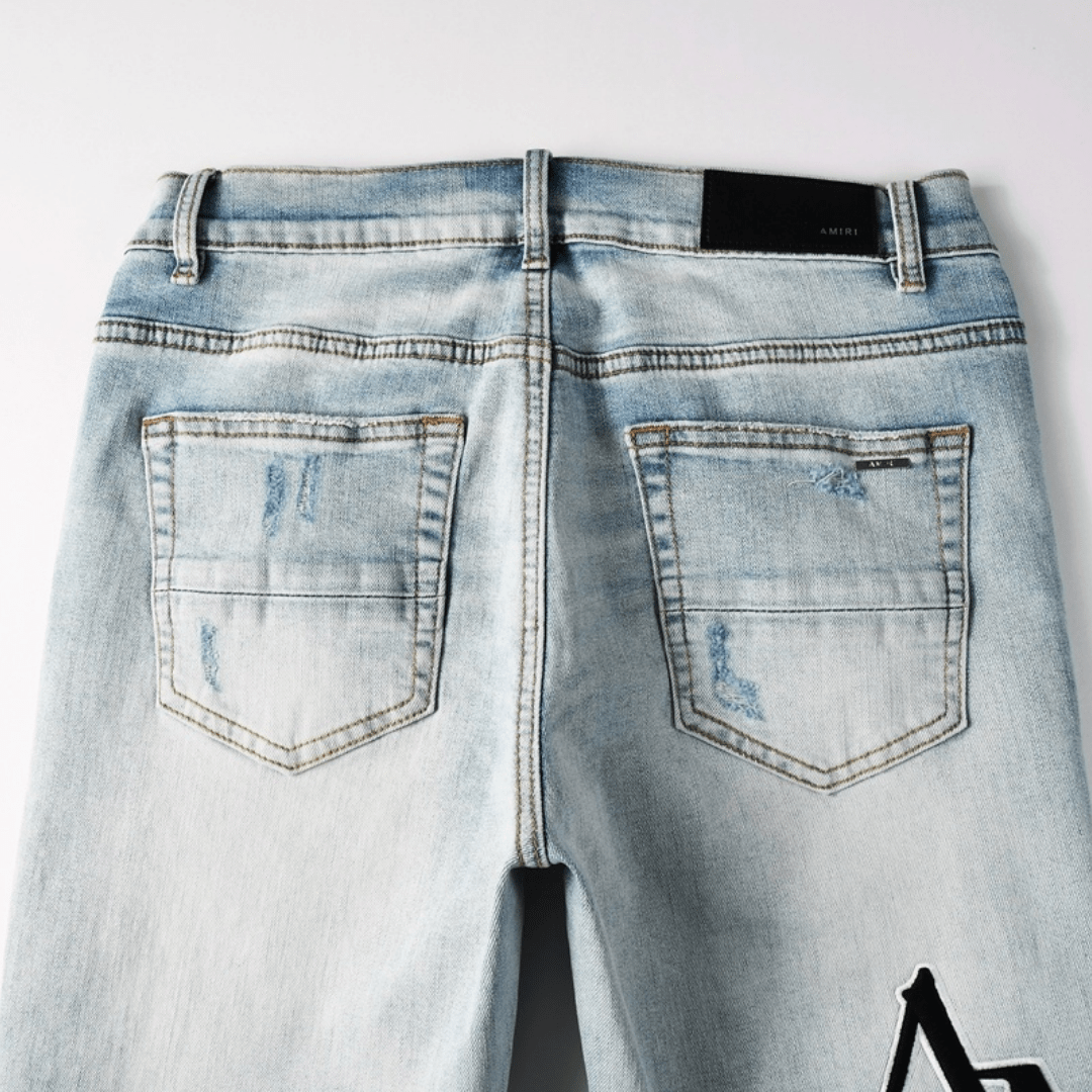 Amr Staggered Gradient Blue Jeans - Nov - ell - fas - ion