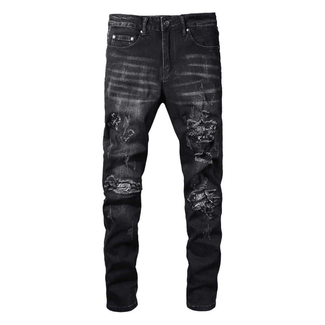 Amr Black Bandana Camo Jeans - Nov - ell - fas - ion