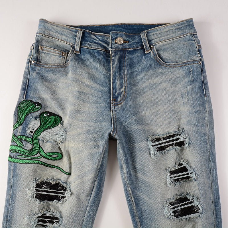 Amr Snake Blue Jeans - Nov - ell - fas - ion