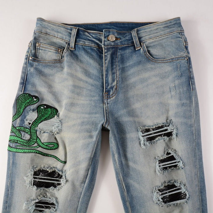 Amr Snake Blue Jeans - Nov - ell - fas - ion