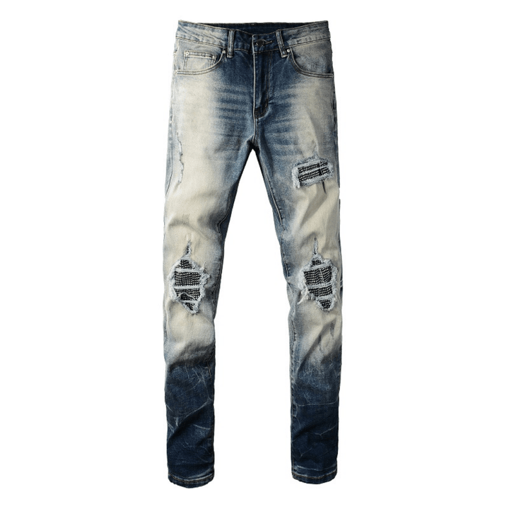 Amr Gradient Blue Diamonds Patch Jeans - Nov - ell - fas - ion