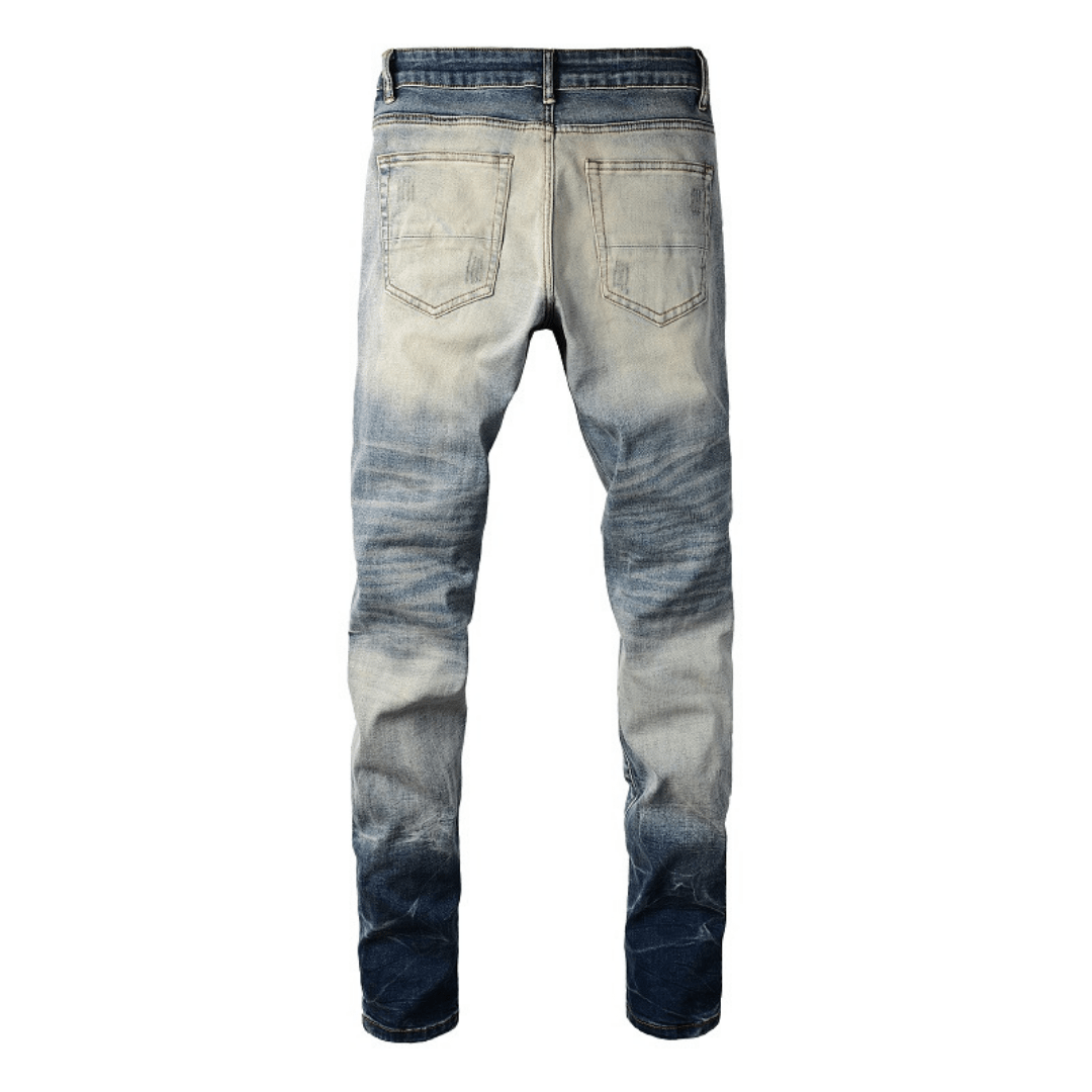 Amr Gradient Blue Diamonds Patch Jeans - Nov - ell - fas - ion