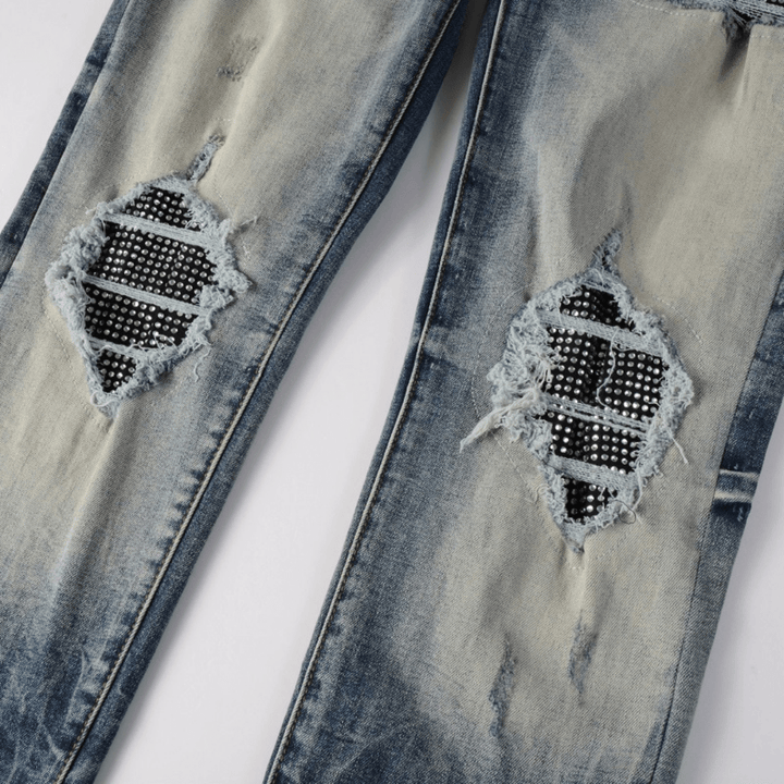 Amr Gradient Blue Diamonds Patch Jeans - Nov - ell - fas - ion
