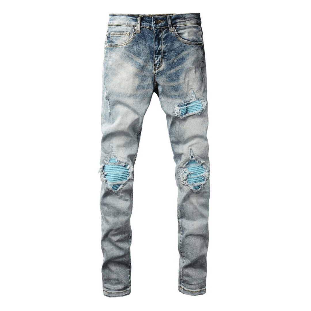 Amr Blue Patch Jeans - BabyLuxee.de