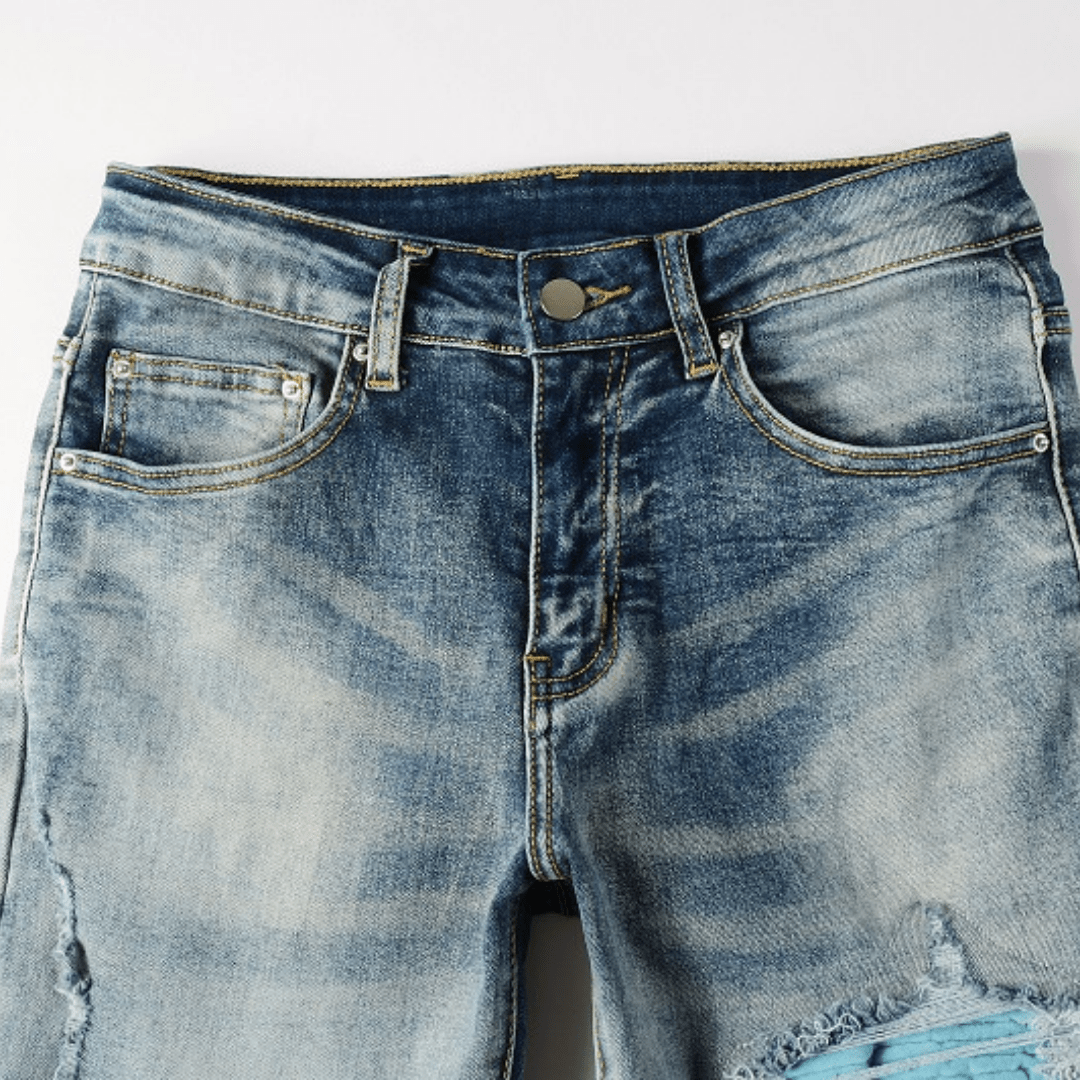 Amr Blue Patch Jeans - BabyLuxee.de