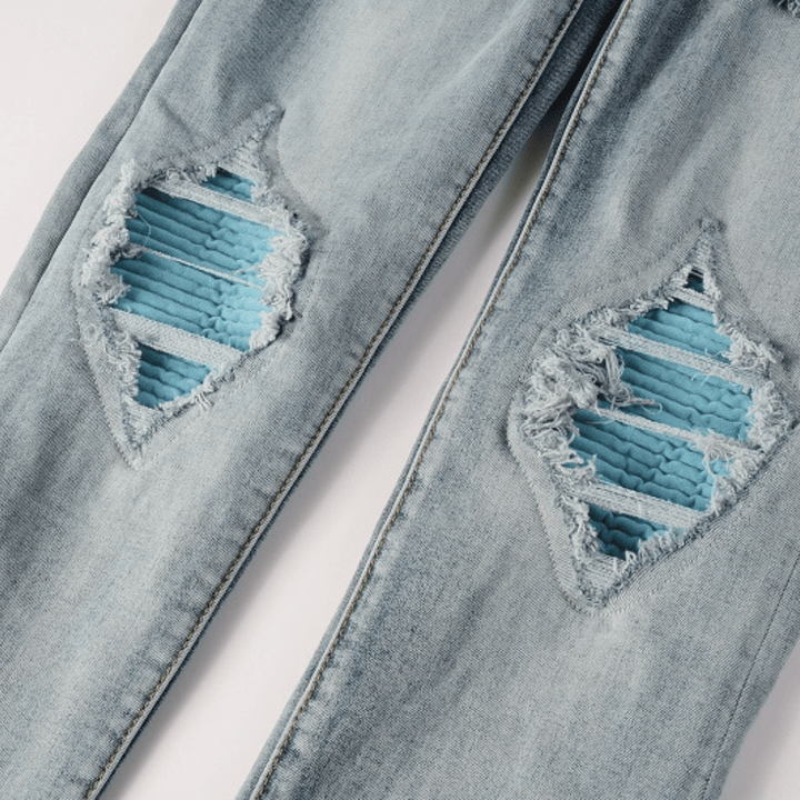 Amr Blue Patch Jeans - BabyLuxee.de