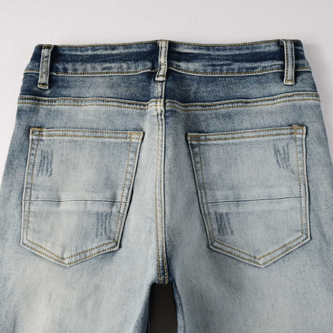 Amr Blue Patch Jeans - BabyLuxee.de