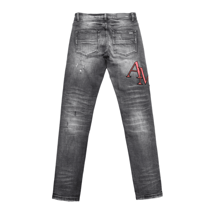 Amr Staggered Grey Logo Jeans - Nov - ell - fas - ion