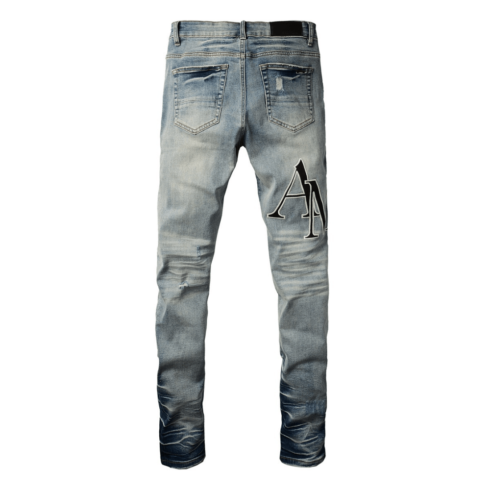 Amr Staggered Blue Jeans - Nov - ell - fas - ion
