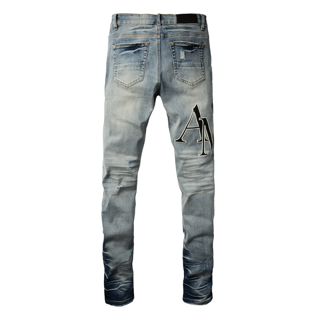 Amr Staggered Blue Jeans - Nov - ell - fas - ion