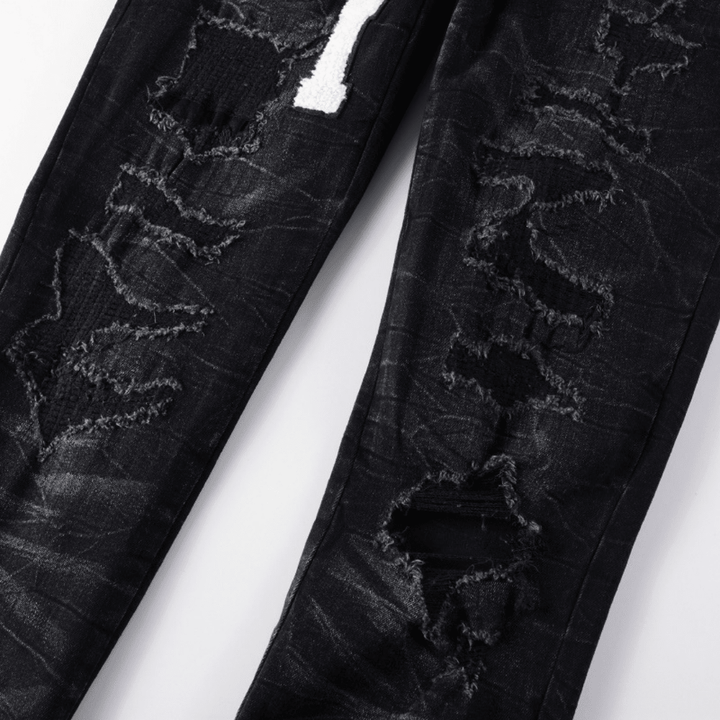 Amr White Logo Distressed Jeans - BabyLuxee.de