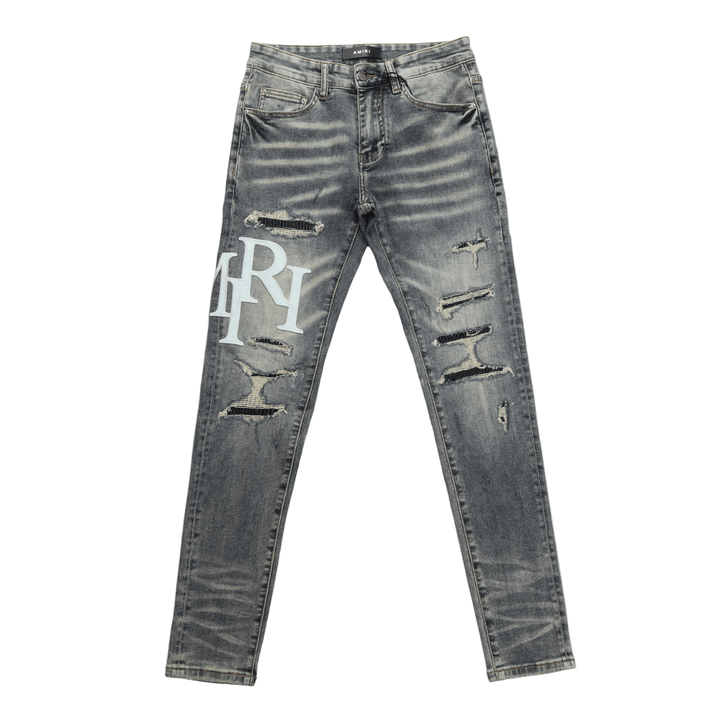 Amr Staggered Grey Blue Jeans - Nov - ell - fas - ion