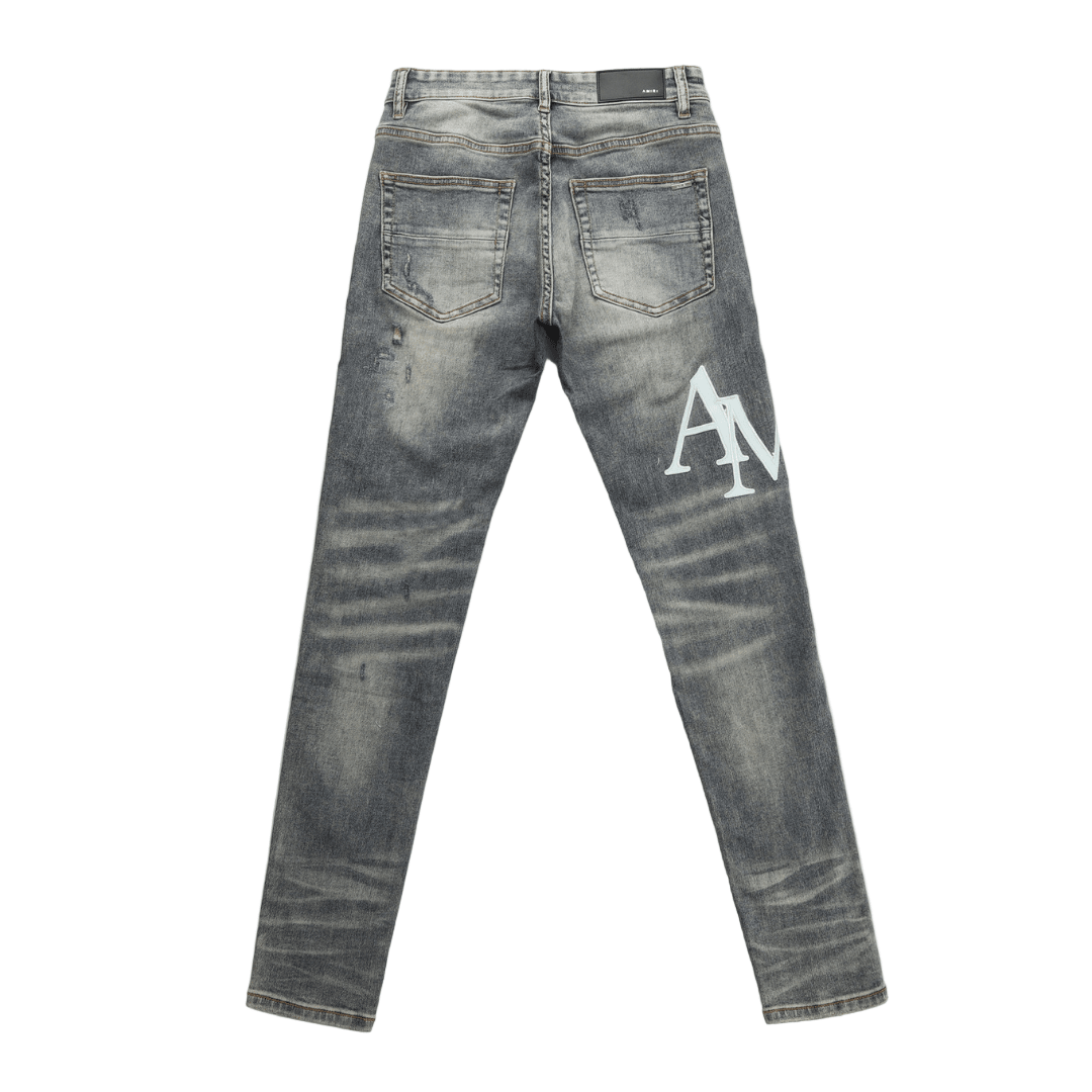 Amr Staggered Grey Blue Jeans - Nov - ell - fas - ion