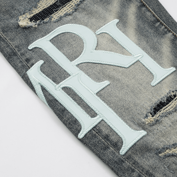 Amr Staggered Grey Blue Jeans - Nov - ell - fas - ion