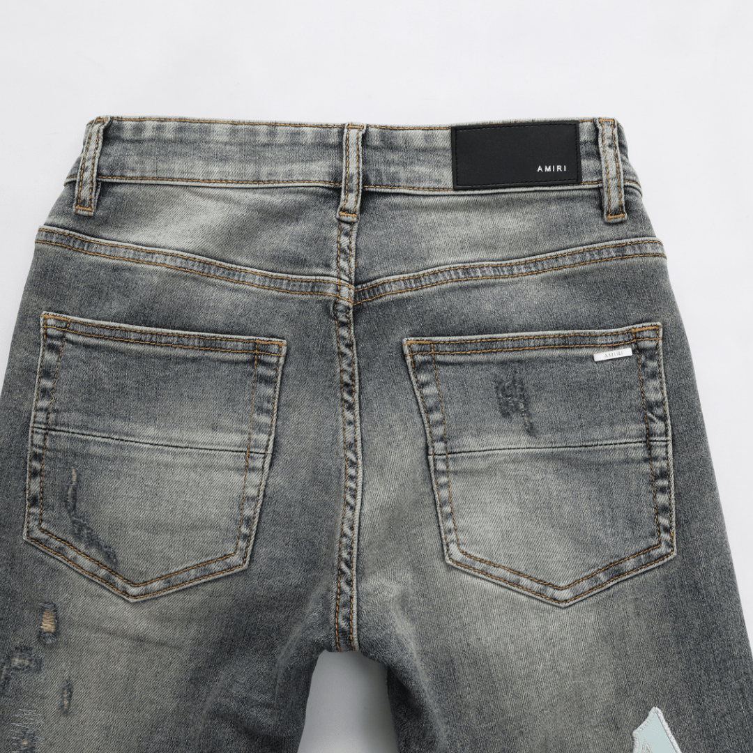 Amr Staggered Grey Blue Jeans - Nov - ell - fas - ion