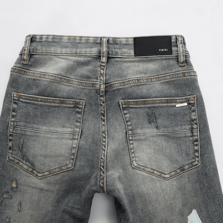 Amr Staggered Grey Blue Jeans - Nov - ell - fas - ion