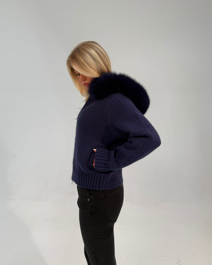 Fur Jacket - Navy Blue