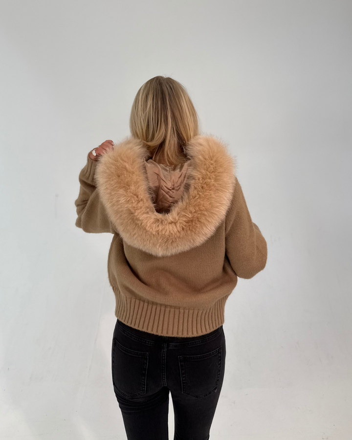Fur Jacket Satin - Brown
