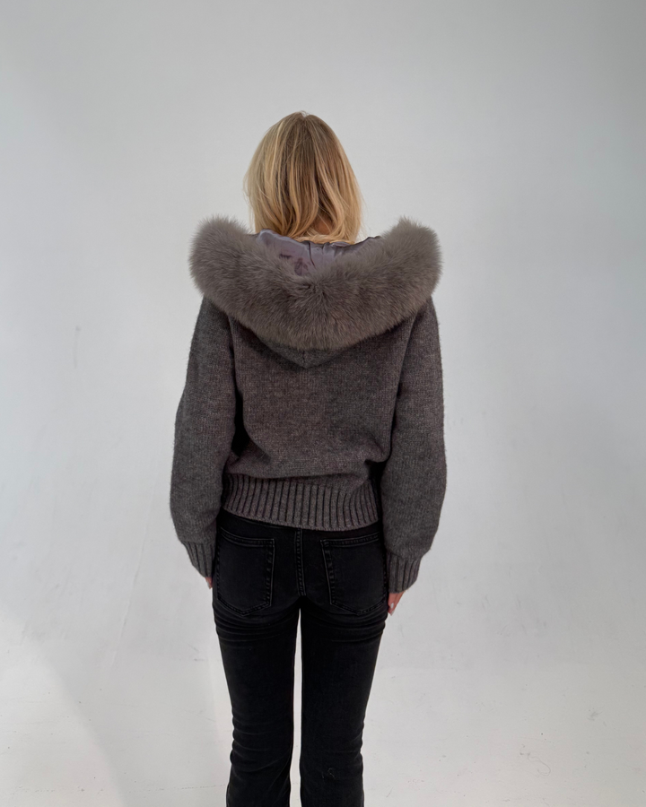 Fur Jacket Satin - Gray